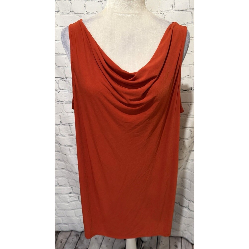 Susan Graver QVC Liquid Knit Orange Sleeveless Tunic Top Blouse Size XL
